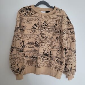 Zara x Disney Beige Comic-Print Sweatshirt Mickey Mouse 13-14 Years Girl Youth